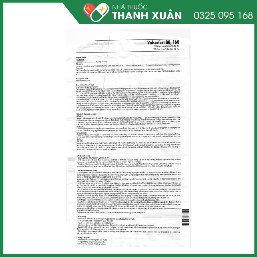 Valsarfast 80 thuốc điều trị cao huyết áp, nhồi máu cơ tim mới phát, suy tim